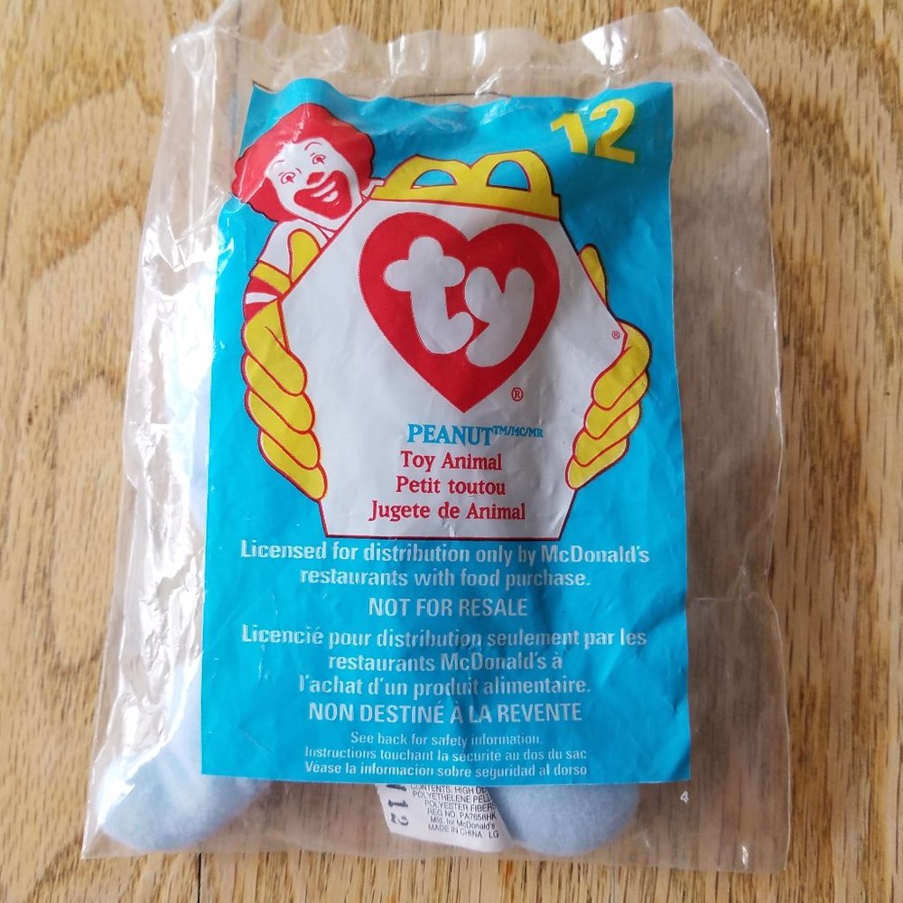 1998 Vintage McDonalds "PEANUT" Ty Teenie Beanie Baby Sealed Happy Meal Toy 12